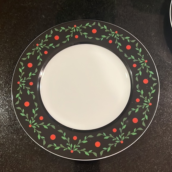 Bridget Dobson (4) Salad Plates "Cocky Twos Holiday" Pattern Fine Porcelain - Picture 2 of 7